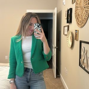Green Ann Taylor Tweed Blazer